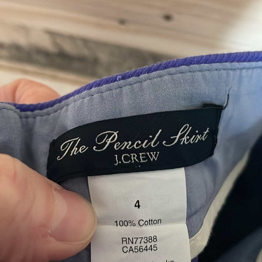 J.Crew size 4 100% Cotton lightweight Purple color The Pencil Skirt with pockets - Picture 8 of 9